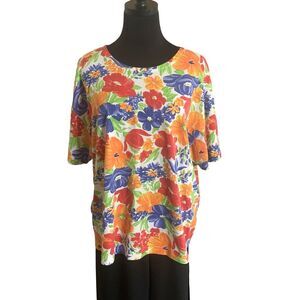 Enchante Vivid Floral Tee, Size 2X